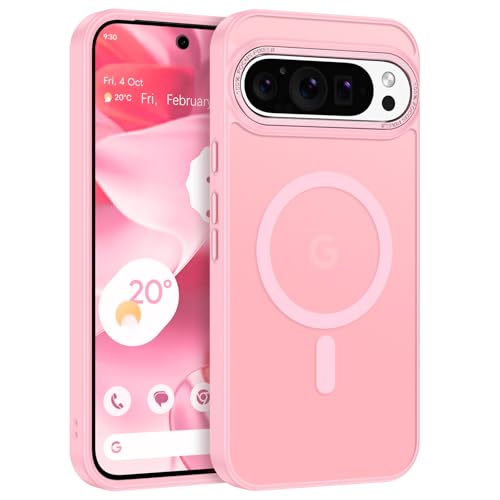 Coque magnétique Pixel 9 Pro XL antichoc - Protection MagSafe rose BENTOBEN mate