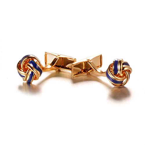 Mancuernillas para hombre KnBoB nudo retorcido dorado miniatura 2