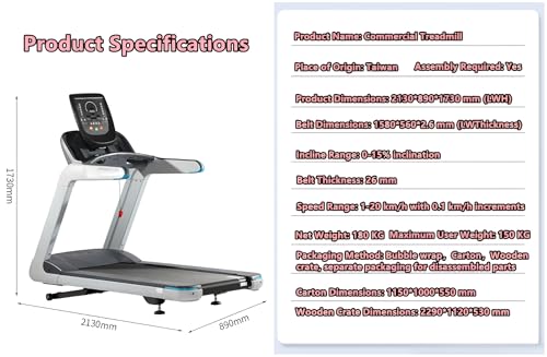 Image of Commercial Treadmill with 15-Level Auto Incline, Shock Absorption Running Belt, 300 lbs Weight Capacity & Heart Rate Monitor - Quiet Home Gym Equipment for Walking, Jogging & Running