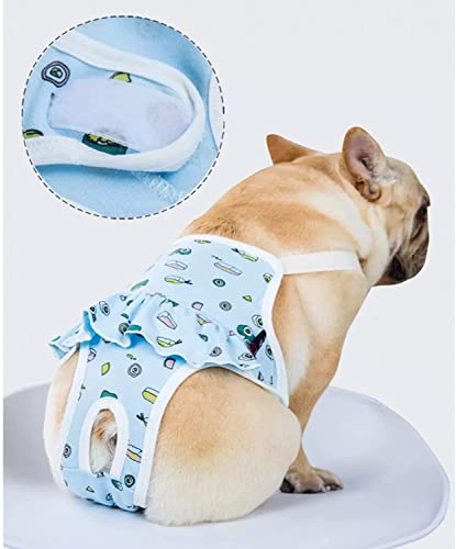 EONANT Baumwoll-Hygiene-Höschen für Hunde, Wiederverwendbare Haustier-Hygiene-Höschen mit verstellbaren Trägern, Haustier-physiologische Hosenwindeln, Welpen, französische Bulldogge, Pudel (Blau, M)