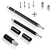 The Friendly Swede 3-in-1 Hybrid Pen, Capacitive Fiber and Fine Point Disc Stylus, with Ballpoint end and Replaceable tips in Gift Box (2 Pack) (Black)