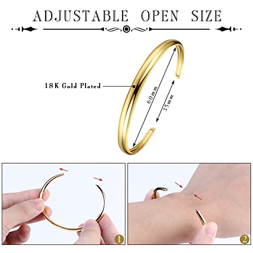 Haiaiso Gold Bracelets 18K Gold Plated Twisted Chunky Bangle Bracelet Plain Polished Adjustable Cuff Bangle Bracelet For Women #TOP1