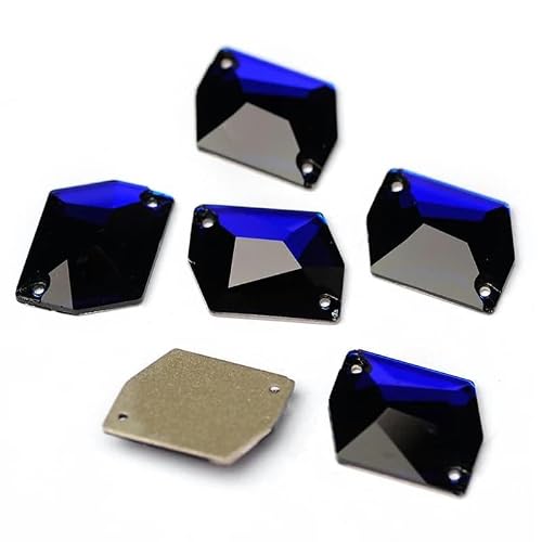 Kosmiczne płaskie plecy przyszywane kryształowe kamienie do szycia szklany sznurek DIY luźny kryształ górski do sukienki - niebieska cyrkonia - 21 x 27 mm 16 szt