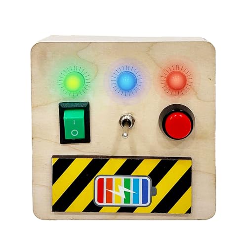 Image of Wembley Busy Board| Interactive & Engaging Game | Anti-Shock, Safe| Durable Wooden Busy Board with Smooth Edges| Battery-Operated with 3 Lights & Switches (3 Switches & Lights)