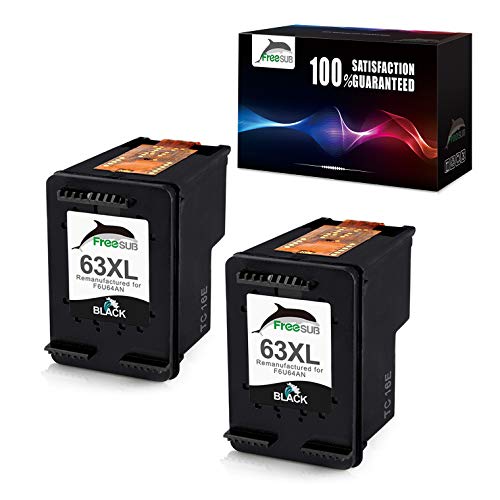 FreeSUB Remanufactured Ink Cartridge Replacement for 63XL (F6U64AN) High Yield with Ink Display for Officejet 4650 3830 3831 4655 Envy 4520 4516 Deskjet 2130 1112 3630 3633 3634 3636