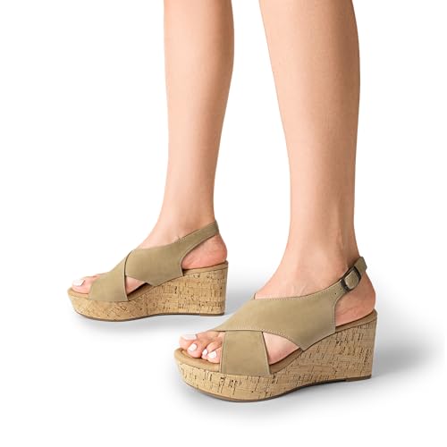 DREAM PAIRS Women's Comfortable Ankle Strap Platform Wedge Sandals for Women Casual Dressy Summer 6