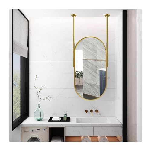 XTGDIEM Espejo Ovalado De Pared con Marco De Metal, For Montaje En Techo, Espejo Decorativo sobre Lavabo, For Baño, Entrada, Tienda(60x90cm)