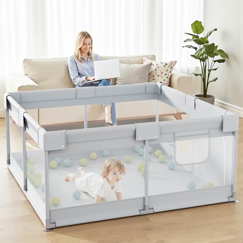 Julrrimg Petit Parc Bebe Gris 120×120 cm - Parc Enfant, Parc De Jeu BéBé – vue 7