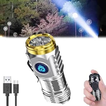German Three-Eyed Monster Mini Flash Super Power Flashlight, LED Thumb Sized Flashlight, Original 3 Eyed Monster Mini Flashlight, Outdoor Home Emergency Sliver