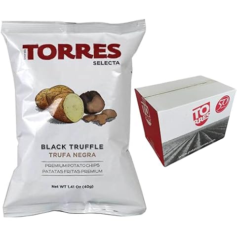 Case of 20 x 40g Torres Black Truffle Potato Crisps. Luxury snack. Imported from Spain. Case of 20 x 40g Cover