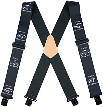 Stevige 5 cm brede elastische bretels voor heren met 4 heavy-duty clips Stevige 5 cm brede elastische bretels voor heren met 4 heavy-duty clips