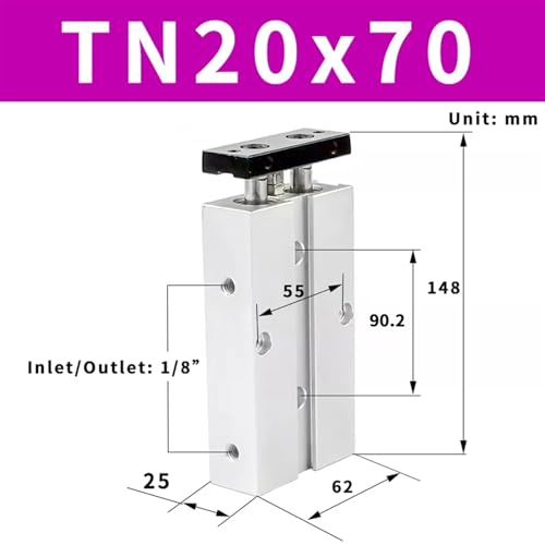 Cylindre pneumatique TN20x70-S double action compact pour automatisme - 3