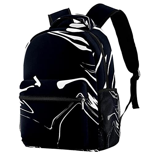 Sac à dos voyage marbre noir ergonomique avec grande poche gourde