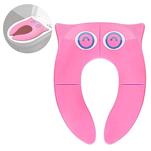 Pejoye Reductor WC Plegable, Asiento Inodoro Niños Material PP con 4 Almohadillas de Silicona Antideslizantes y 1 Bolsa de Transporte Evita la Propagación de Gérmenes (Azul) (Rojo)