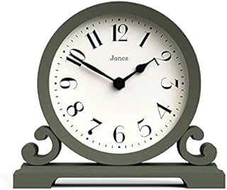 Jones Clocks® Saloon Mantel Clock - Traditional/Classic Design - Bedroom Clock - Living Room Clock - Office Clock - Mantel Clock - Desk Clock - Shelf Clock - Small Clock (Asparagus Green)