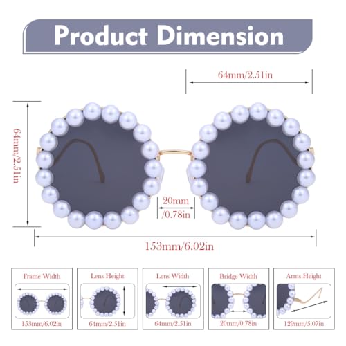 Woeoe Pearl Round Sunglasses Circle Sun Glasses for Women White Trendy Eye Glasses Classic Shades Vintage Men Bling Party Sunglasses Eyewear2