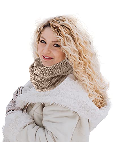 TINKUY PERU Chunky Knitted Scarves, Soft Authentic Peruvian Alpaca Wool Infinity Snood Scarf for Winter, Unisex, One Size,