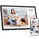 BYYBUO Cornice per foto digitale WiFi da 15,6 pollici, 1366 x 768 IPS Touchscreen, cornice digitale 32G noce marrone, condividere foto o video tramite l'app Frameo 2023
