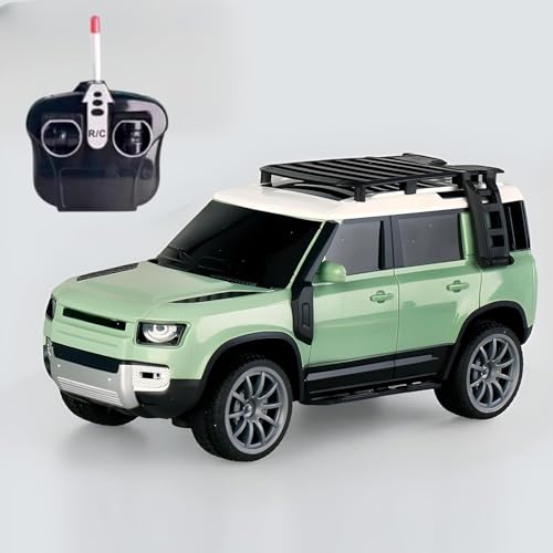 Image of TOYMELO Remote Control Defender Die-cast Car 4Wd High-Speed Off-Road Rc Car with Led Lights, 1:18 Scale Roof Rack and 5 Side Steps, Random Colour and Remote