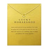 Caiyao Lucky Horseshoe Pendant Necklace with Message Card Classic Horseshoe Necklace for Women Blessing Jewelry Gift-Gold