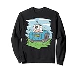 Divertida vaca sentada en cortacésped para hombres, mujeres y niños Sudadera