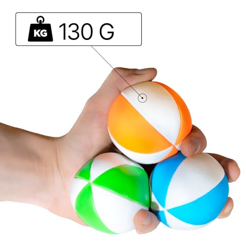 Juggle Dream UV Pro 6 Panel Star Jonglierbälle - 5er Set (Weiß/Leuchtend Gelb, Orange, Grün, Pink, Blau) mit kostenlosem Online-Lernvideo - Geeignet für Profis und Anfänger