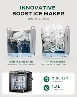 Silonn Ice Maker Countertop with Expandable 2.5L Ice Basket & 1.8L Water Tank, 9 Bullet Ice Cubes in 6 Mins, Portable Ice Maker with LED Touch Control, Self-Cleaning, 2 Ice Sizes for Home Kitchen