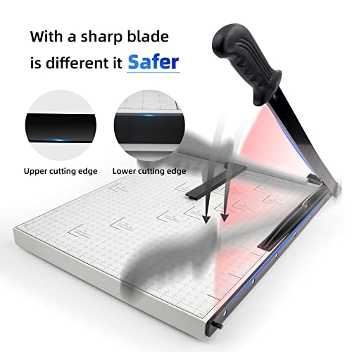 Paper Trimmer Guillotine Metal Base A3 Stack Paper Cutter Heavy Duty 18 Inch with Guard Rail Safety Blade Lock ZEQUAN, 10-Sheet Capacity, Guillotine Paper Slicer Cutter for Office Home School