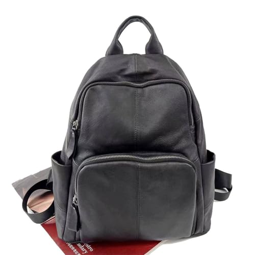 Sac à dos en cuir véritable noir pour femme élégant et sécurisé