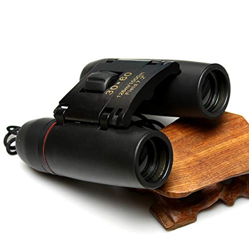30x60 Mini Compact Binoculars for Kids and Adults,Small Folding Binoculars with Low Night Vision,Portable Pocket Foldable Binoculars for Waterproof Bird Watching,Hiking, Outdoor Hunting (Black)