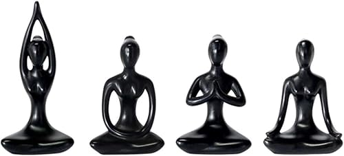 ibasenice Decoración de esculturas de meditación, 4 piezas, figuritas de yoga, esculturas abstractas de yoga, meditación, yoga, estatua de