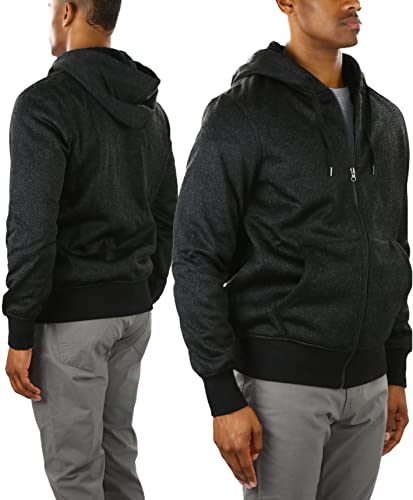 Image of ToBeInStyle Men's Polar Fleece Long Sleeve Zip Up Kangaroo Pocket Cold Weather Hoodie Jacket