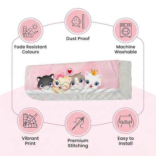 Image of Split AC Cover 1 ton, 1.5 ton to 2 Ton |Designer Digital Print Indoor AC Dust Cover | Stretchable Lycra Fabric | 38x12x9 Inch | Washable Polyester AC Indoor Unit Cover | Dust Dirt Resistant