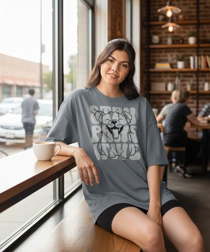 Image of SHODOX Women's Cotton Blend Oversized Drop Shoulder Printed T-Shirt | Soft, Breathable & Light Weight | Loose Fit Stylish Top for Girls with Premium Graphic Print