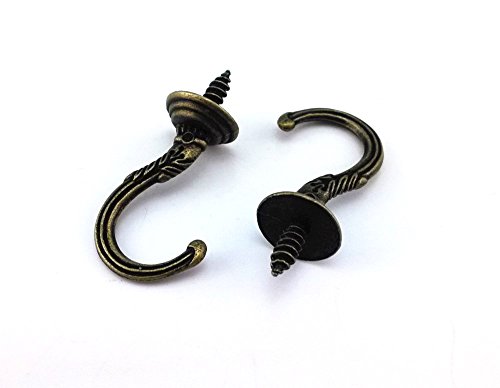 Yueton VINTAGE HOOK 20Pcs Vintage Carving Screw-In Wall Ceiling Hooks Cup Hooks Hanger 1/2Inch Open Mouth thumb #1