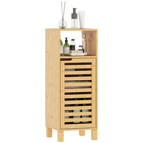 HOMCOM Armario de Baño de Bambú Columna