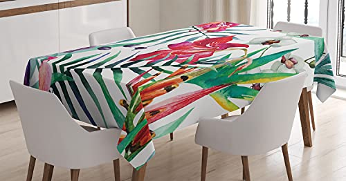Buy 1 get 1 Ambesonne Watercolor Flower Tablecloth, Tropical Wild Orchid Flowers with Palm Leaves Print Exotic Style Nature, Dining Room Kitchen Rectangular Table Cover, 52" X 70", Green Red Buy 1 get 1 Ambesonne Watercolor Flower Tablecloth, Tropical Wild Orchid Flowers with Palm Leaves Print Exotic Style Nature, Dining Room Kitchen Rectangular Table Cover, 52" X 70", Green Red