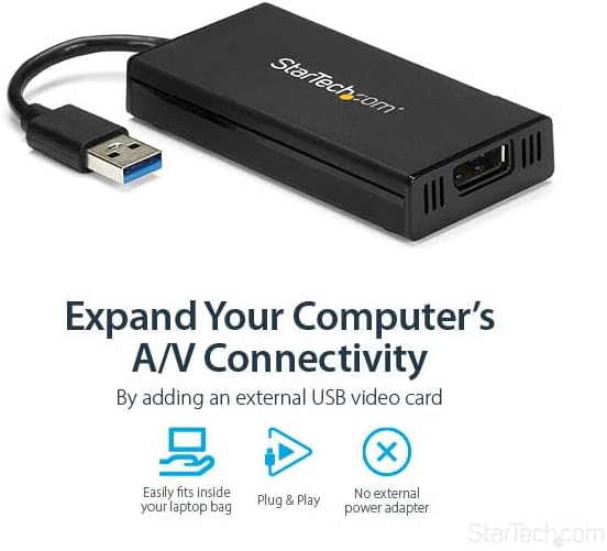 Miniatura 3 de StarTech Adaptador de gráficos de video externo USB 3.0 a 4K DisplayPort para múltiples monitores, tarjeta de video USB 3.0, Ultra HD 4K (USB32DP4K)