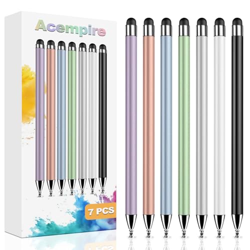 Stylus (7 Pcs), 2-in-1 Stylus Pen for Touchscreen, High Precision and Sensitivity, Suitable for iPad/iPhone/Samsung/Android Smartphone and Tablets, Compatible with All Touchscreen