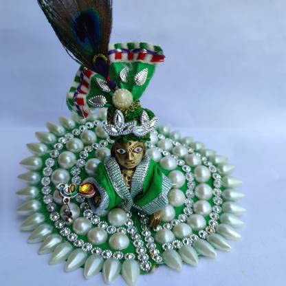 Laddu Gopal ji Dress in Green Color with Pearl, Krishna ji Designer Dress (Cotton)