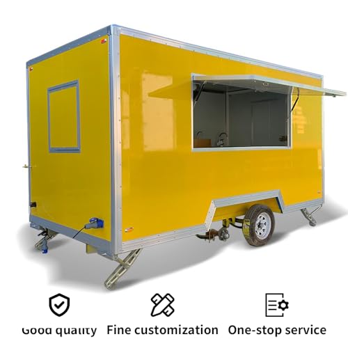 Customized Food Truck Trailer, Mobile Food Trailer Truck Full Kitchen Concession Food Trailer for Sale, Ice Cream Cart for Business Hot Dog Carts for Commercial Use (3.3 * 2.1 * 2.35m)