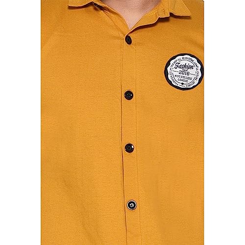 Image of Geum Men's Casual Shirt with Graphic Print | Short Sleeve Button-Down Shirt for Casual & Streetwear Look | Cotton Blend Slim Fit Shirt