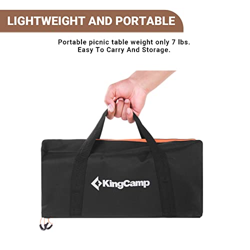 Kingcamp Bamboo Folding Table Camping Table With Adjustable Height 4-Folds Compact Small Lightweight Portable Picnic Camp Table For Outdoor Backpacking Beach Rv Travel Tailgating Barbecue, 1-2 People #TOP7