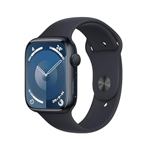 Apple Watch Series 9 (GPS, 45mm) Midnight Aluminum Case with Midnight Sport Band, M/L (Refurbished) (Renewed)