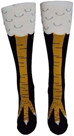 TheFound Crazy Funny Chicken Legs Knee-High Novelty Socks Funny Gifts (Short(40cm/ 15.7''), Yellow)