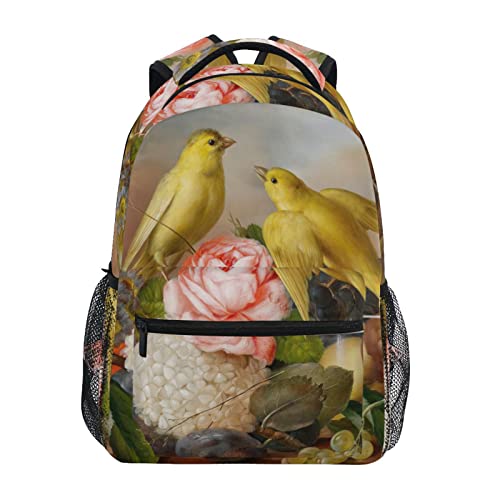 Sac à dos d'école oiseau marbre rose 29x40cm pour garçon et fille