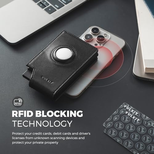 VULKIT Pop-Up Card Holder Wallet for Men with AirTag Holder, RFID Blocking Smart Wallet, Men's Card Holder Metal Wallet with ID Windows, Key Slot, Bill Slot, Metal Card Case, Black4