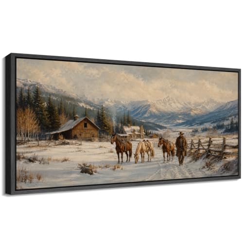Image of MUDECOR Extra Large Framed Canvas Print Wall Art Ranch Art for Living Room