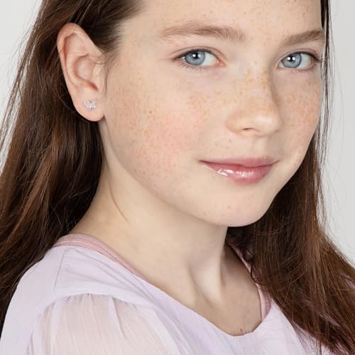 6 Pairs Huggie Hoop Earrings for Girls 925 Sterling Silver Stud Sets Cute Kids Heart Hoops Tiny Cubic Zirconia Flower Stud Small Hypoallergenic Cartilage Sleeper Earrings for Teen Toddler Childs Women