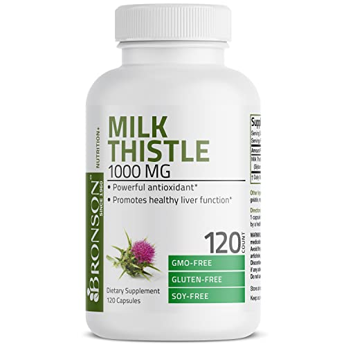 Bronson Milk Thistle 1000 Mg Silybum Marianum Antioxidant & Liver Health Support - Non-Gmo, 120 Capsules #TOP4